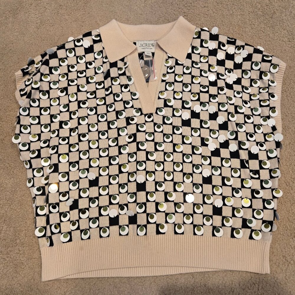 J Crew Collection NWT Sequin Embellished Top L